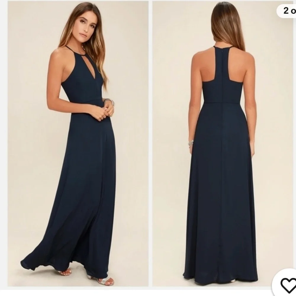 Lulus Beauty and Grace Keyhole Front Navy Blue Maxi Dress - Picture 3 of 7